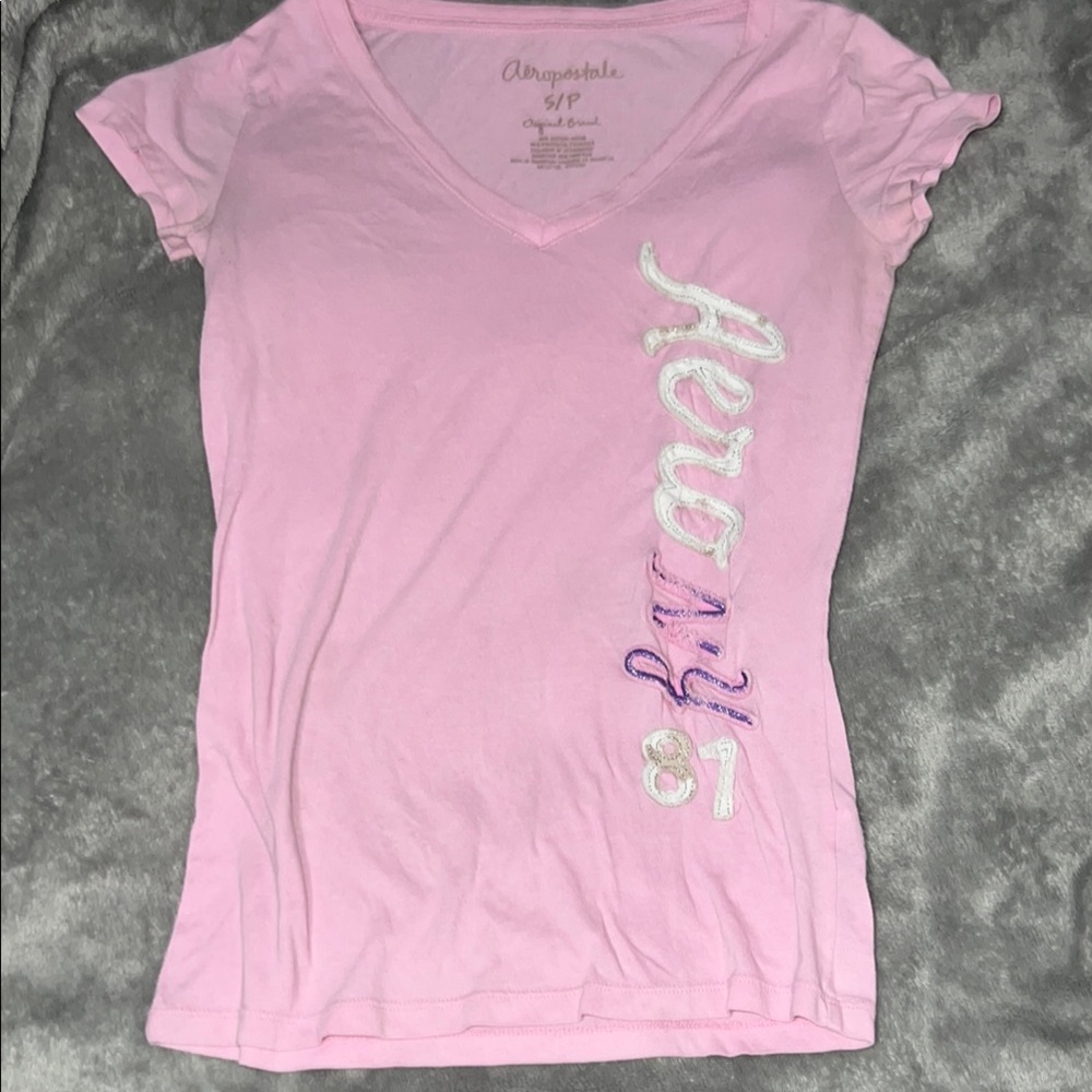 Aeropostale Light Pink V-Neck Tee